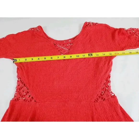 Free People Womens Small Red To The Point Lace Accent‎ Dress Party Festival Mini - Picture 11 of 16